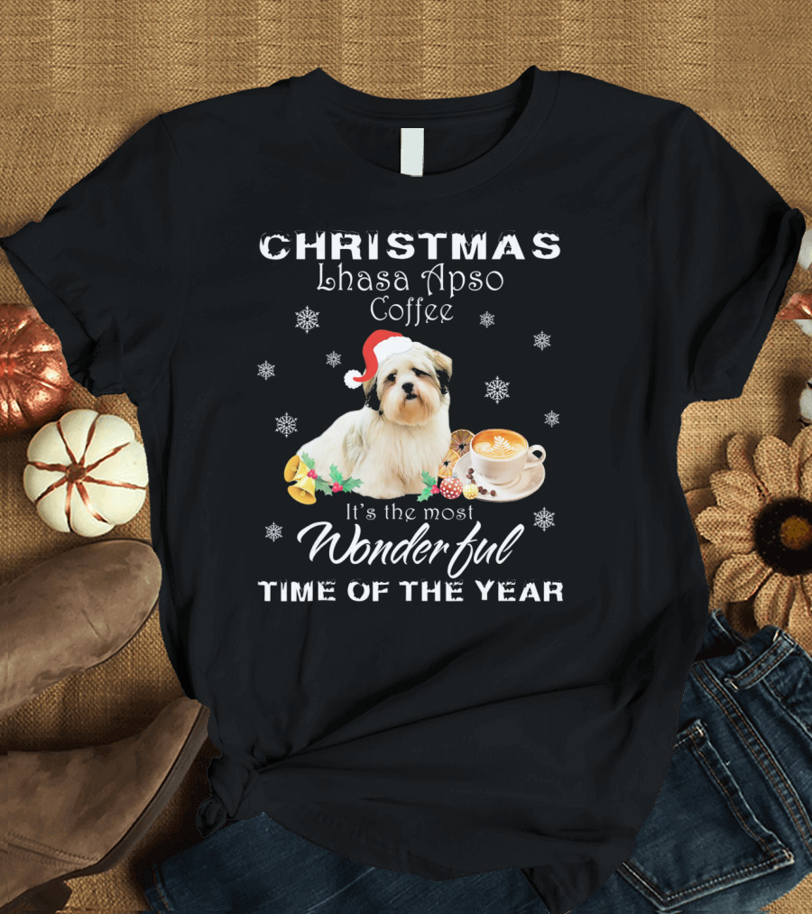 CHRISTMAS Lhasa Apso Coffee It's the Most Wonderful Time of the Year T-Shirt