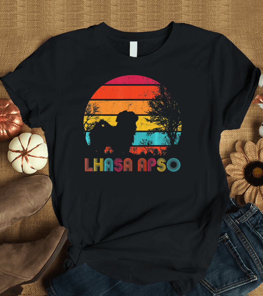 Lhasa Apso Retro Sunset T-Shirt