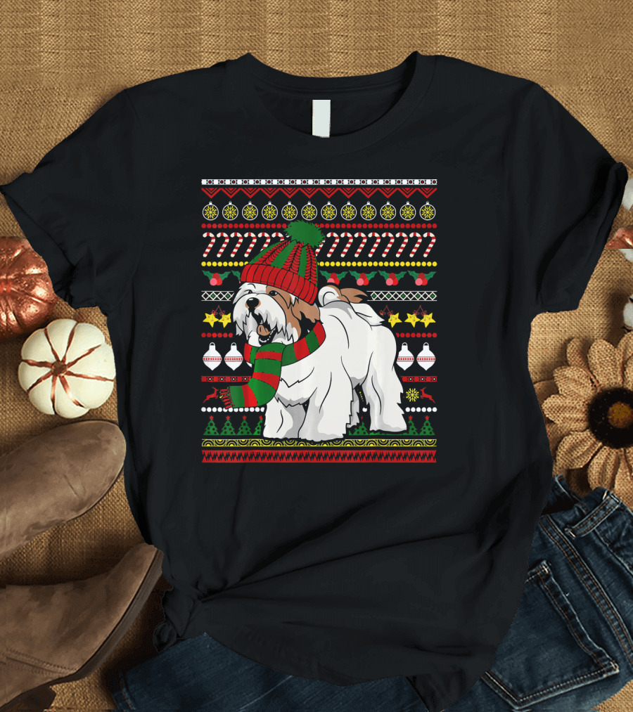 Lhasa Apso Santa Claus Christmas Sweater UglyDog T-Shirt