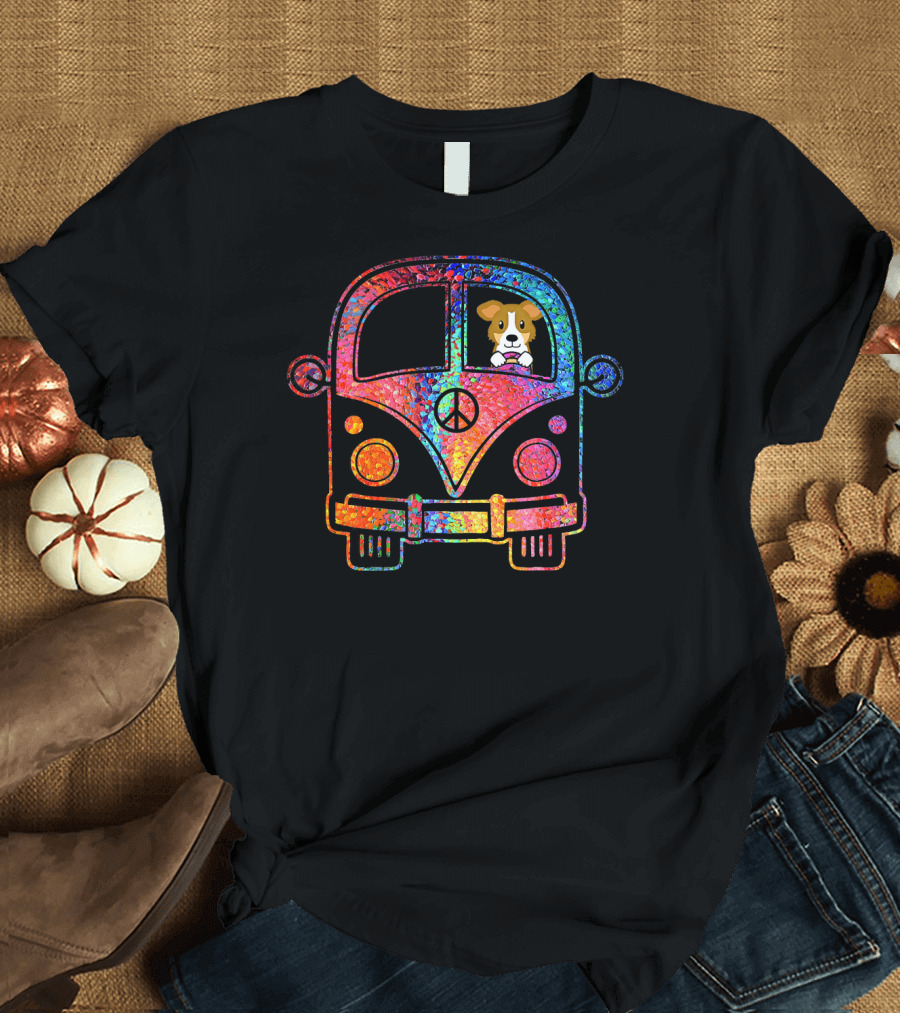 Peace Love Sheltie Hippie Funny Cool T-Shirt