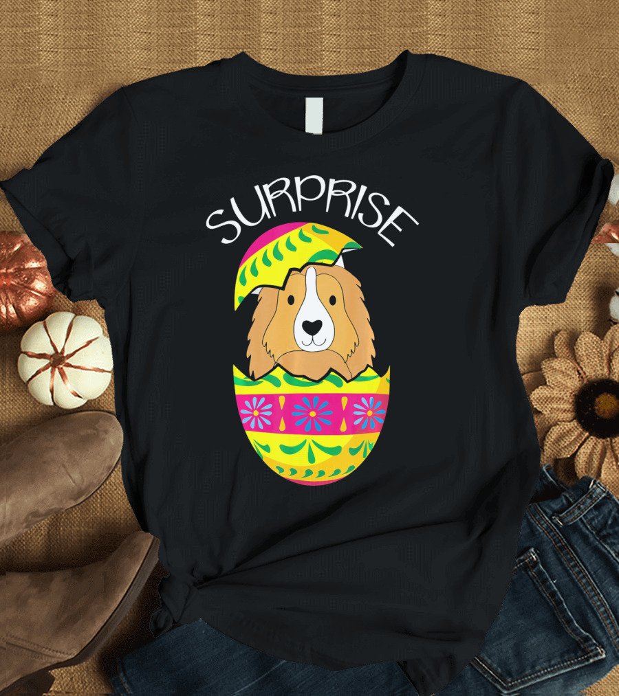 Surprise Cute Puppy Shetland Sheepdog Hatches Egg T-Shirt