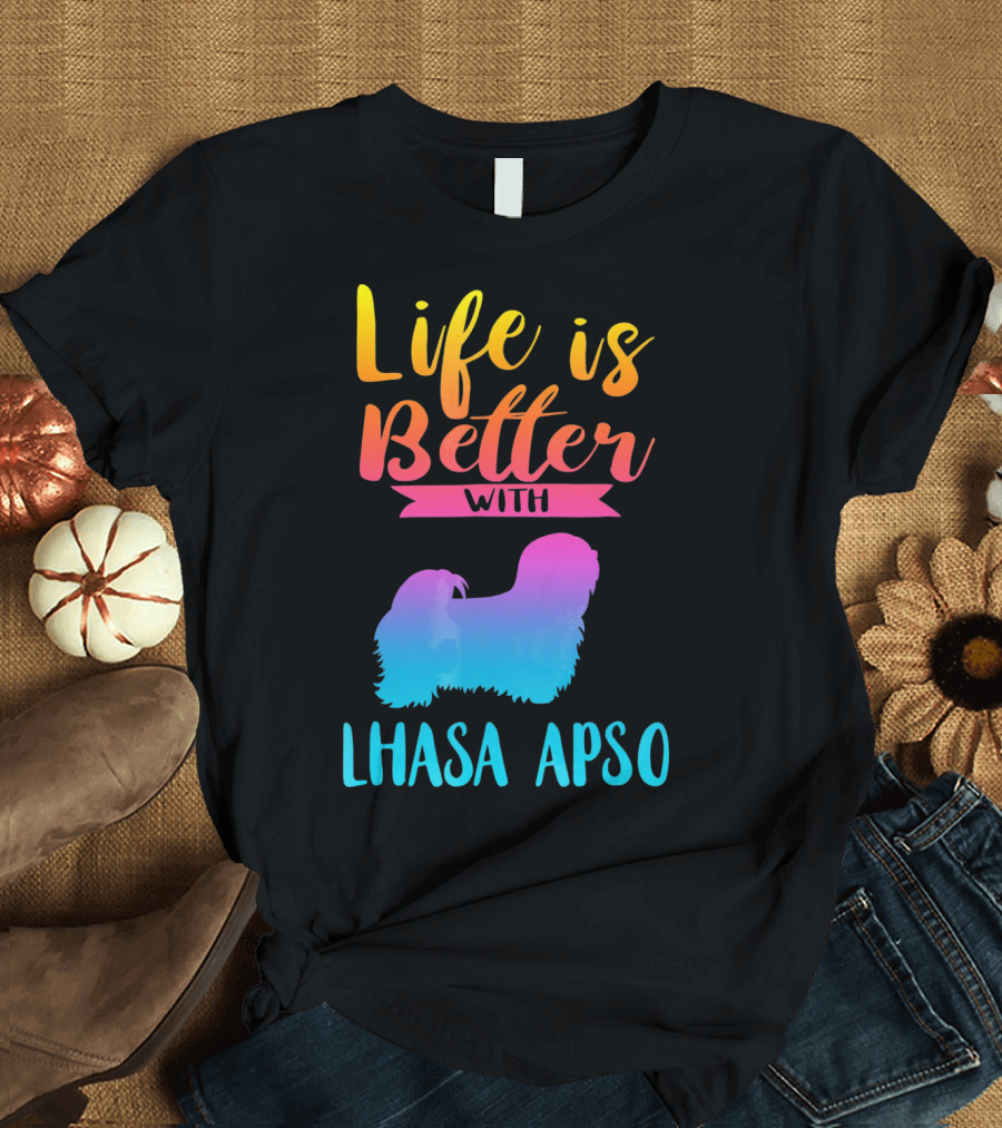 Life Is Better With A Lhasa Apso Silhouette Gradient T-Shirt
