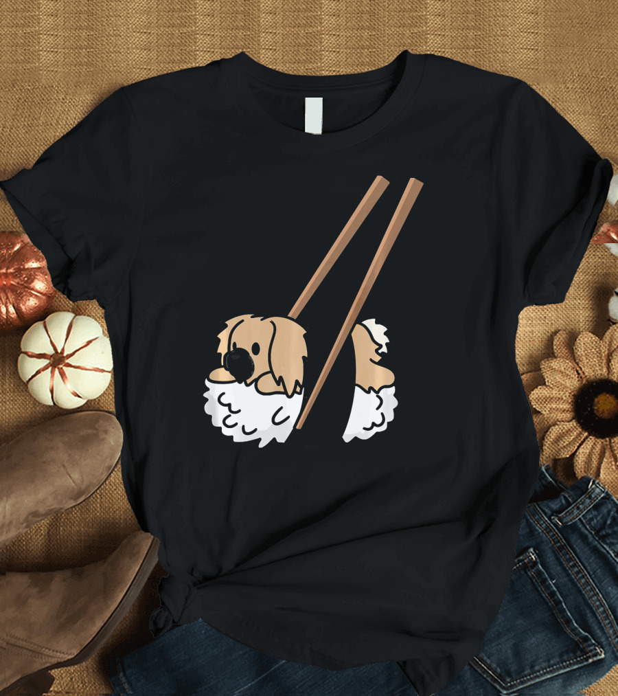 Pekingese Sushi Humor with Chopsticks Dog T-Shirt
