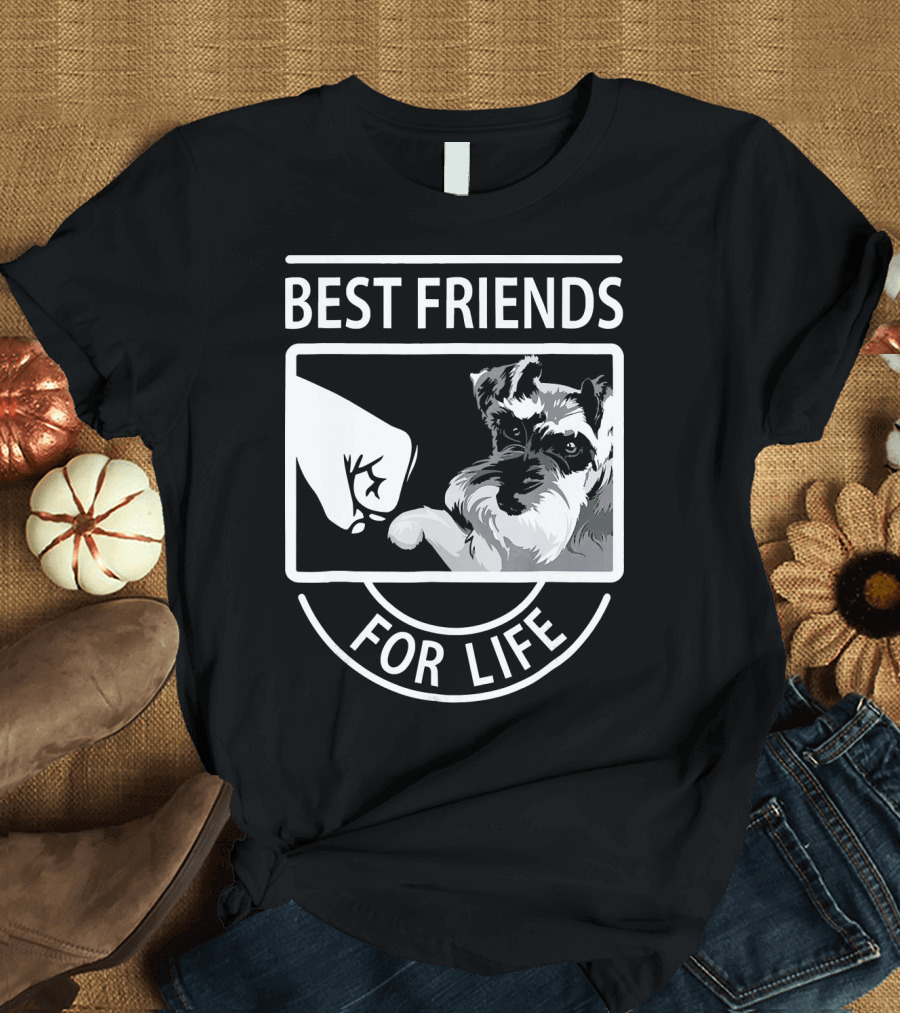 Schnauzer Best Friends For Life Fist Bump Paw Partnership T-Shirt