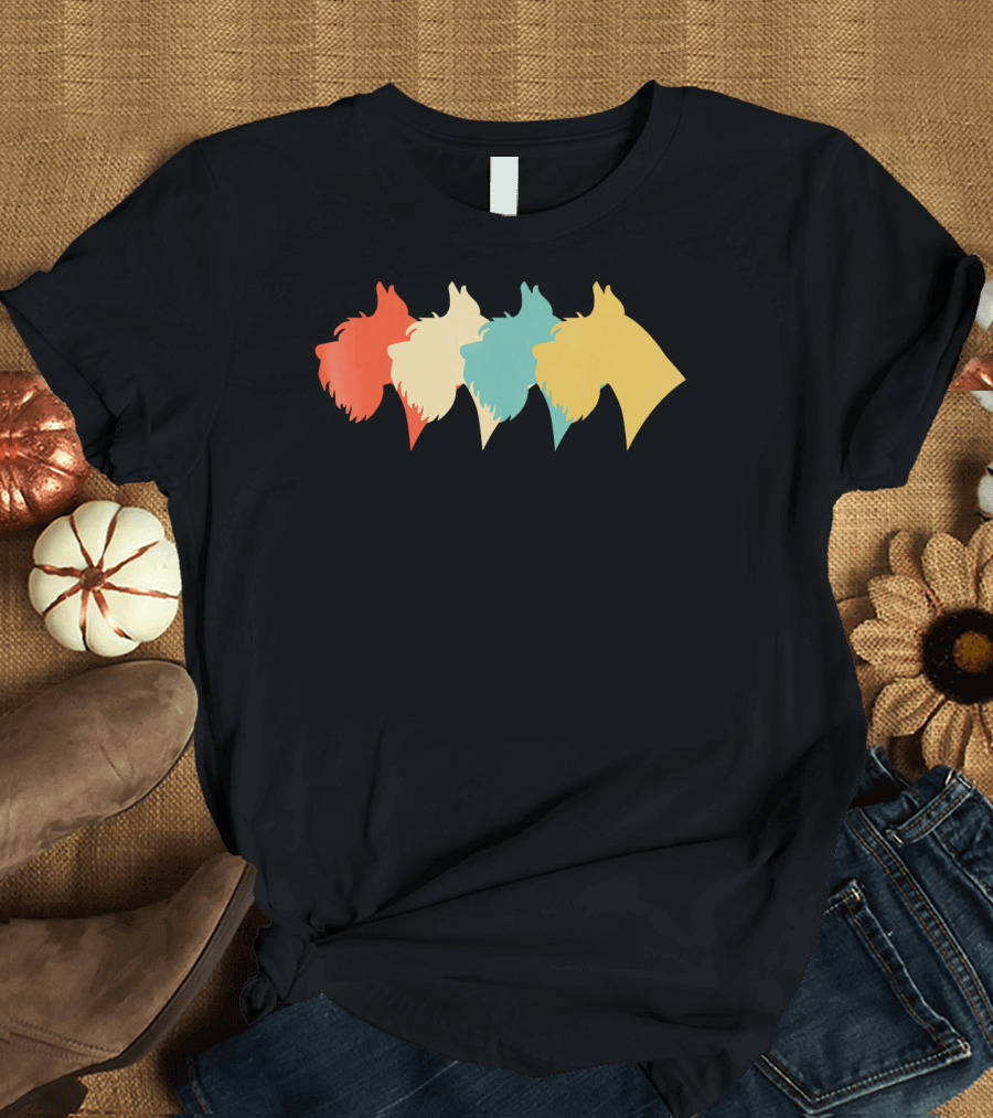 Retro Schnauzer Silhouette Vintage Color T-Shirt