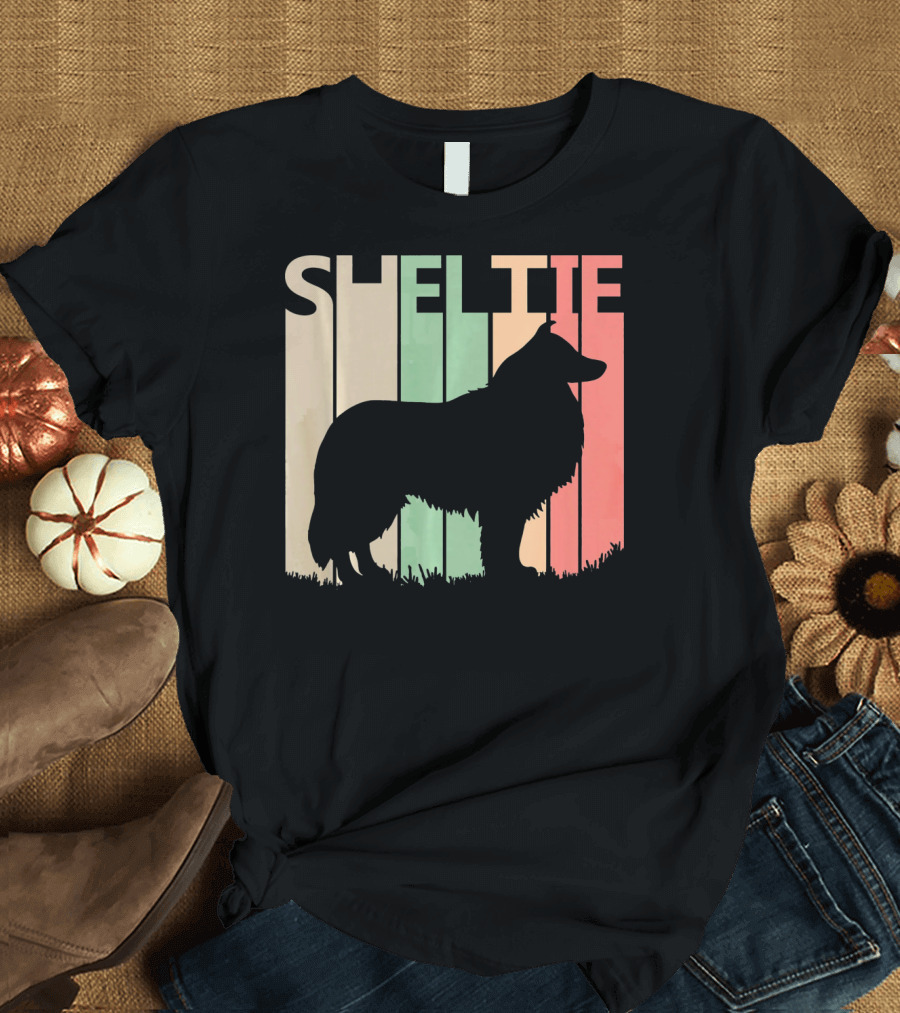 Sheltie Retro Silhouette Valentine's Day T-Shirt