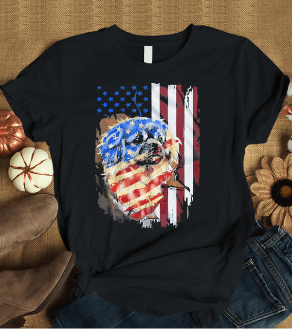 T-Shirt: Tattoos American Flag Pekingese Dog Patriotic T-Shirt Tattoos American Flag Pekingese Dog Patriotic T-Shirt