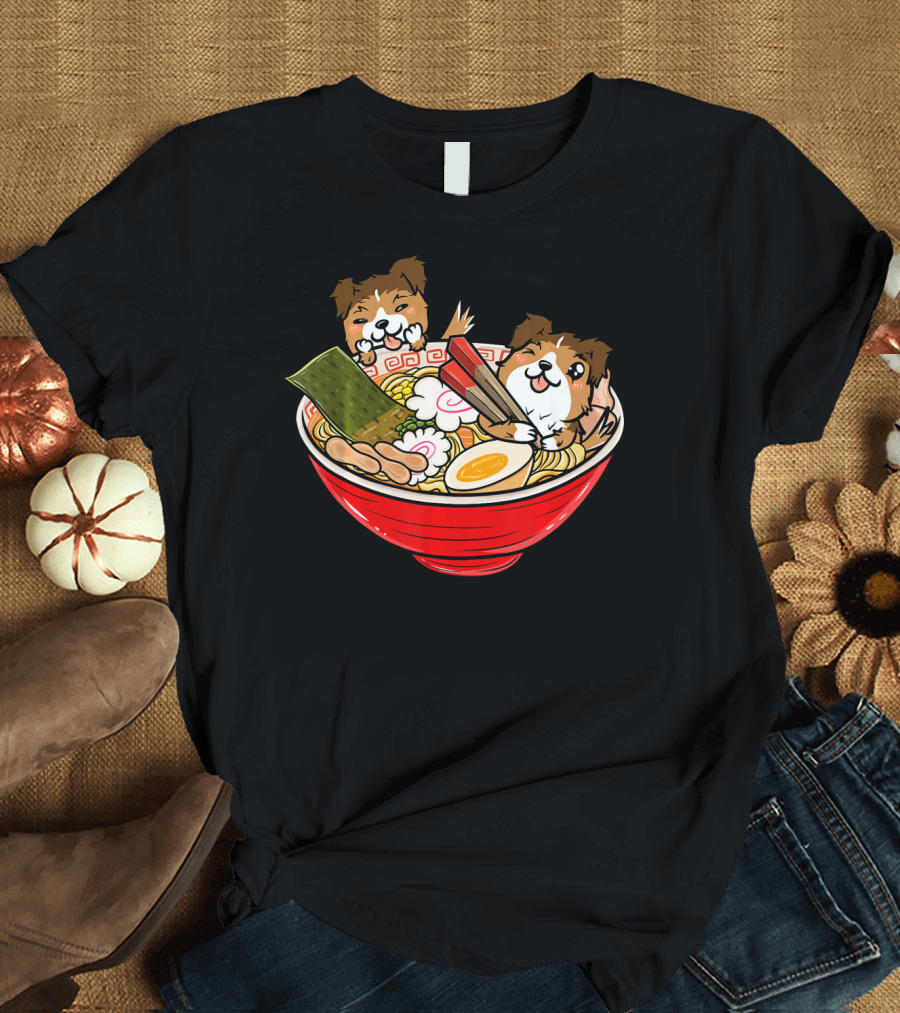Shetland Sheepdog Kawaii Ramen Bowl Japanese T-Shirt