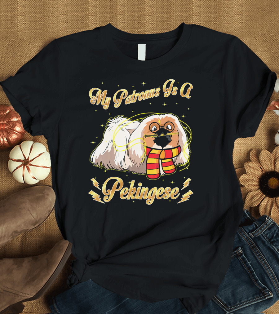 My Patronus Is A Pekingese Harry Dog Pot Stars and Lightning Bolts T-Shirt
