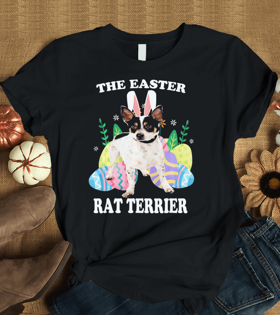 The Easter Rat Terrier Bunny Eggs Dog T-Shirt