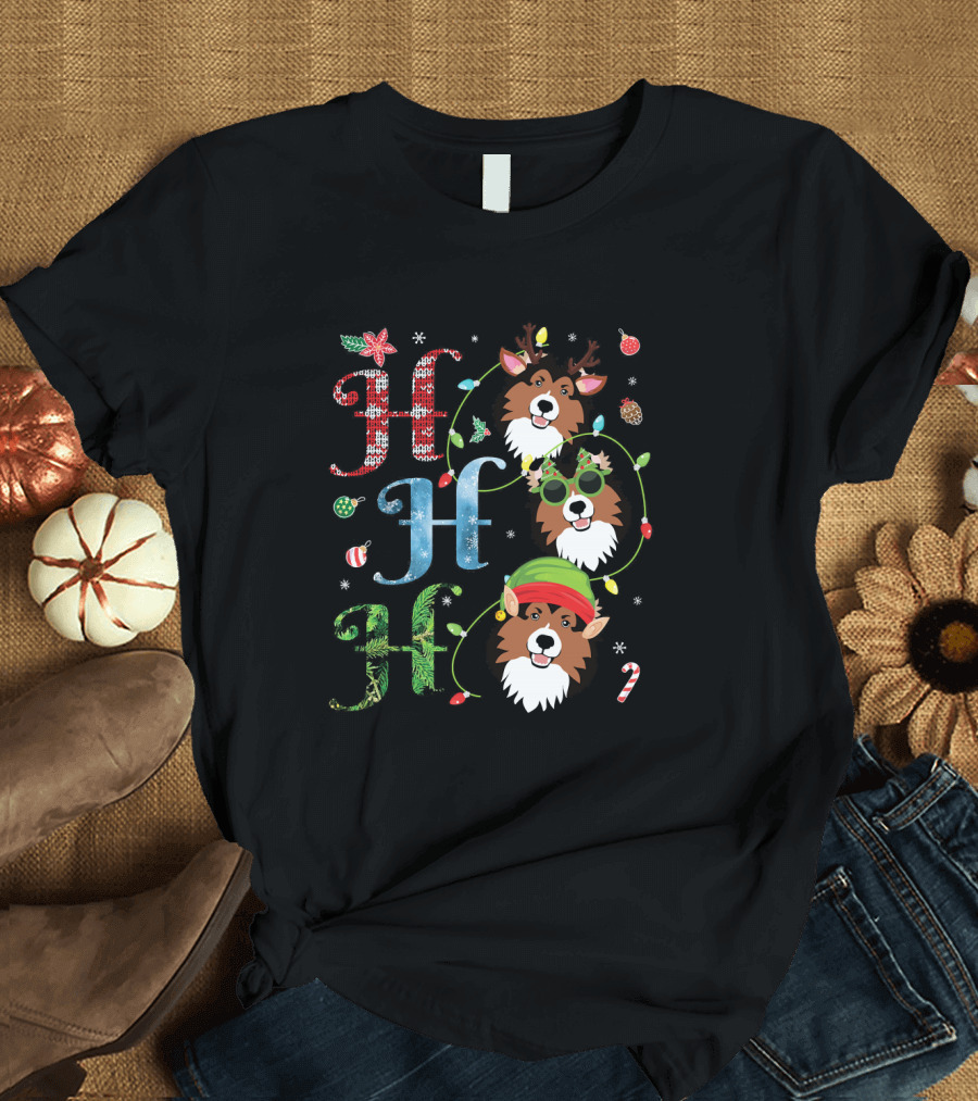HHH Sheltie Reindeer Santa Claus Elf T-Shirt