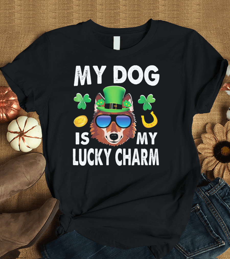 MY DOG IS MY LUCKY CHARM SHAMROCK SHELTIE T-Shirt