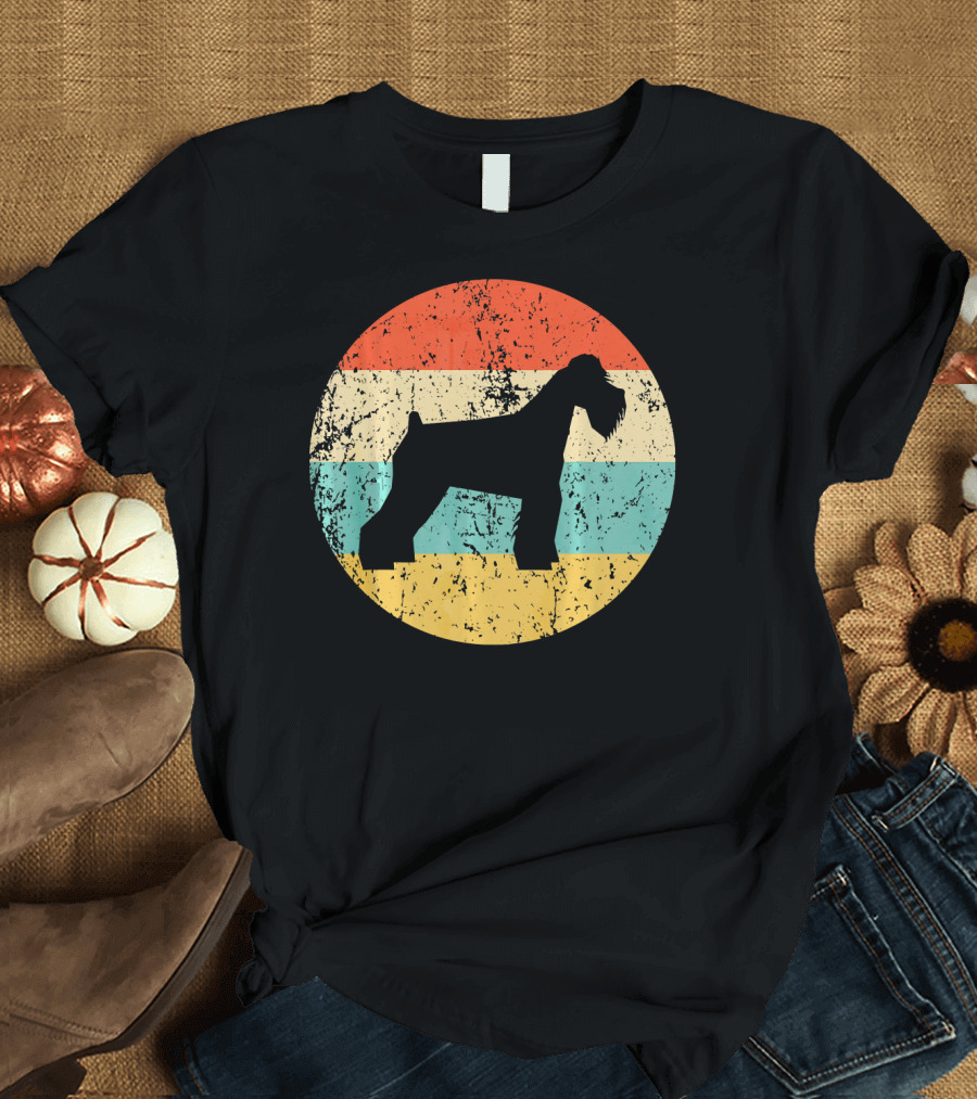 Schnauzer Vintage Retro Striped T-Shirt