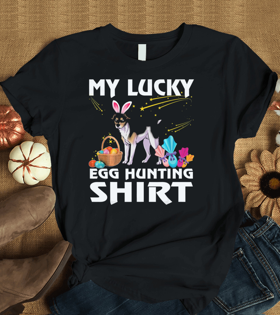 My Lucky Egg Hunting Shirt Rat Terrier Dog Bunny Happy Easter T-Shirt