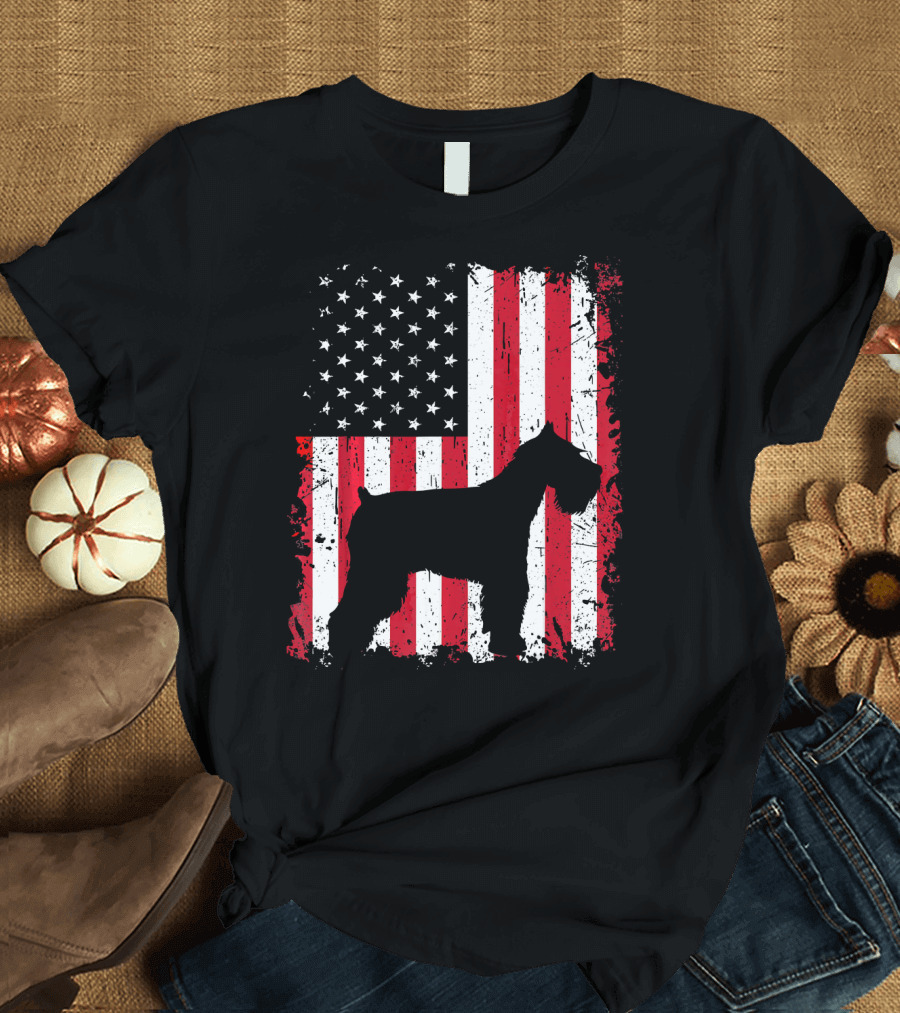 Standard Schnauzer American Flag 4th of July T-Shirt