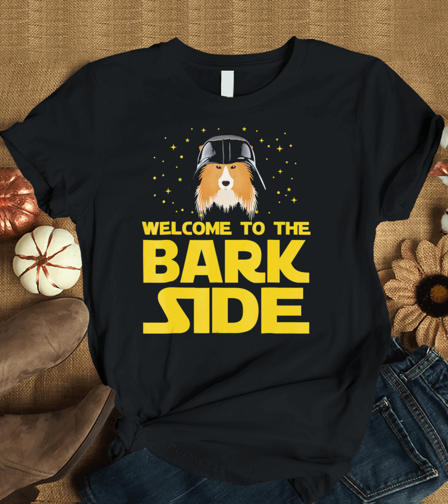 Welcome to the Bark Side Shetland Sheepdog Helmet Stars T-Shirt