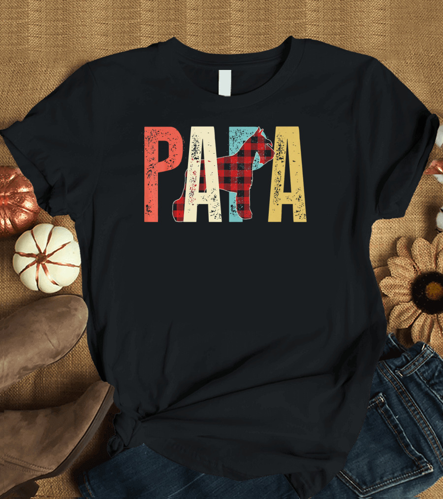 PAPA Mini Schnauzer Plaid T-Shirt
