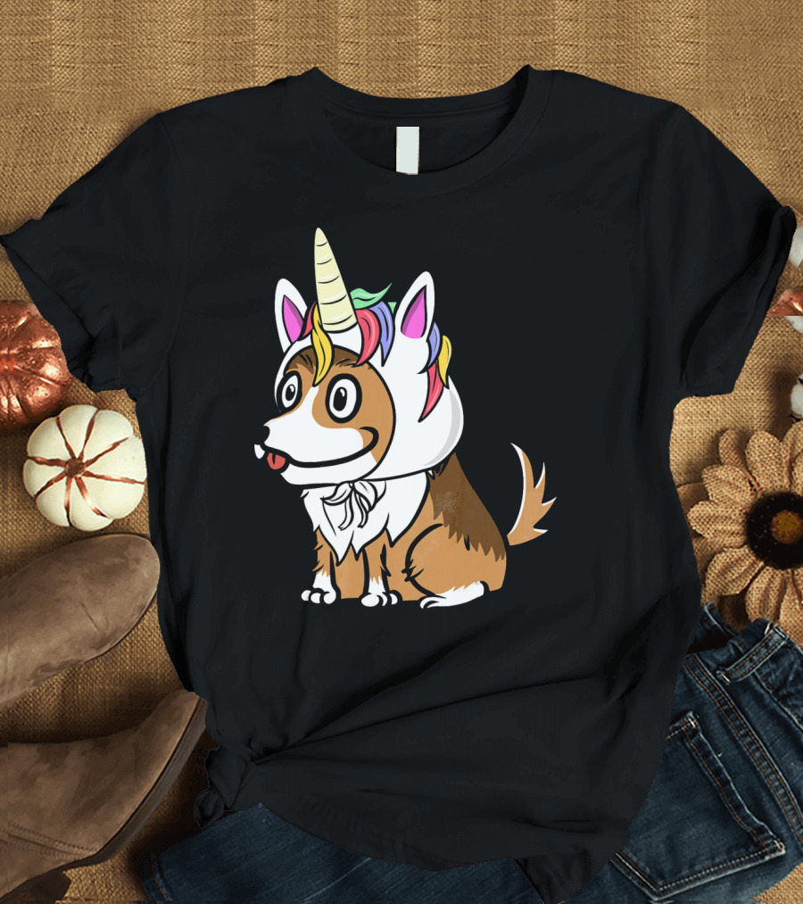 Shetland Sheepdog Wearing Colorful Unicorn Hat T-Shirt