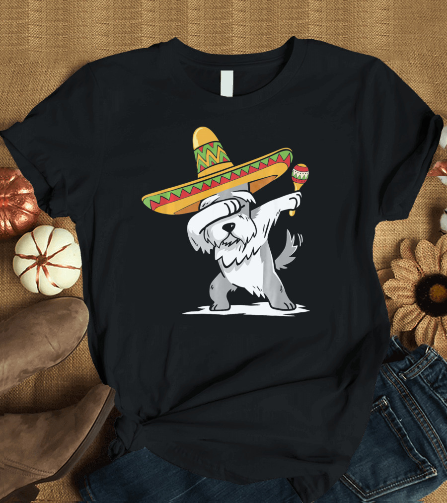 Schnauzer Dabbing Sombrero Maracas Cinco de Mayo T-Shirt