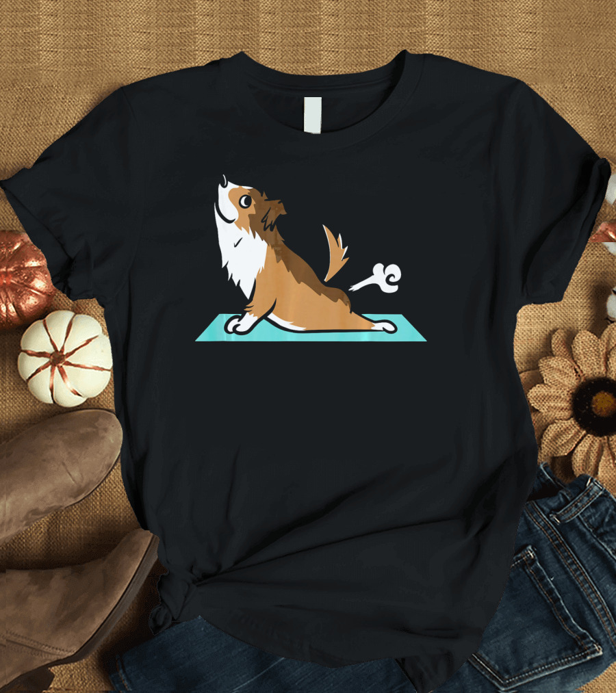 Shetland Sheepdog Yoga Fart Pose on Mat T-Shirt