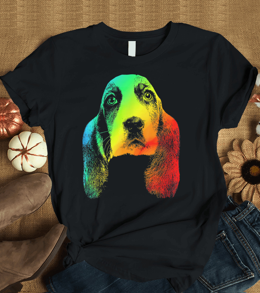 Basset Hound Vibrant Rainbow T-Shirt