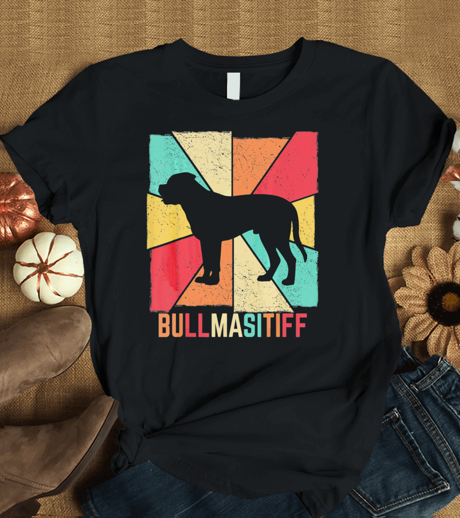Vintage Retro Love Best Bullmastiff Dog T-Shirt