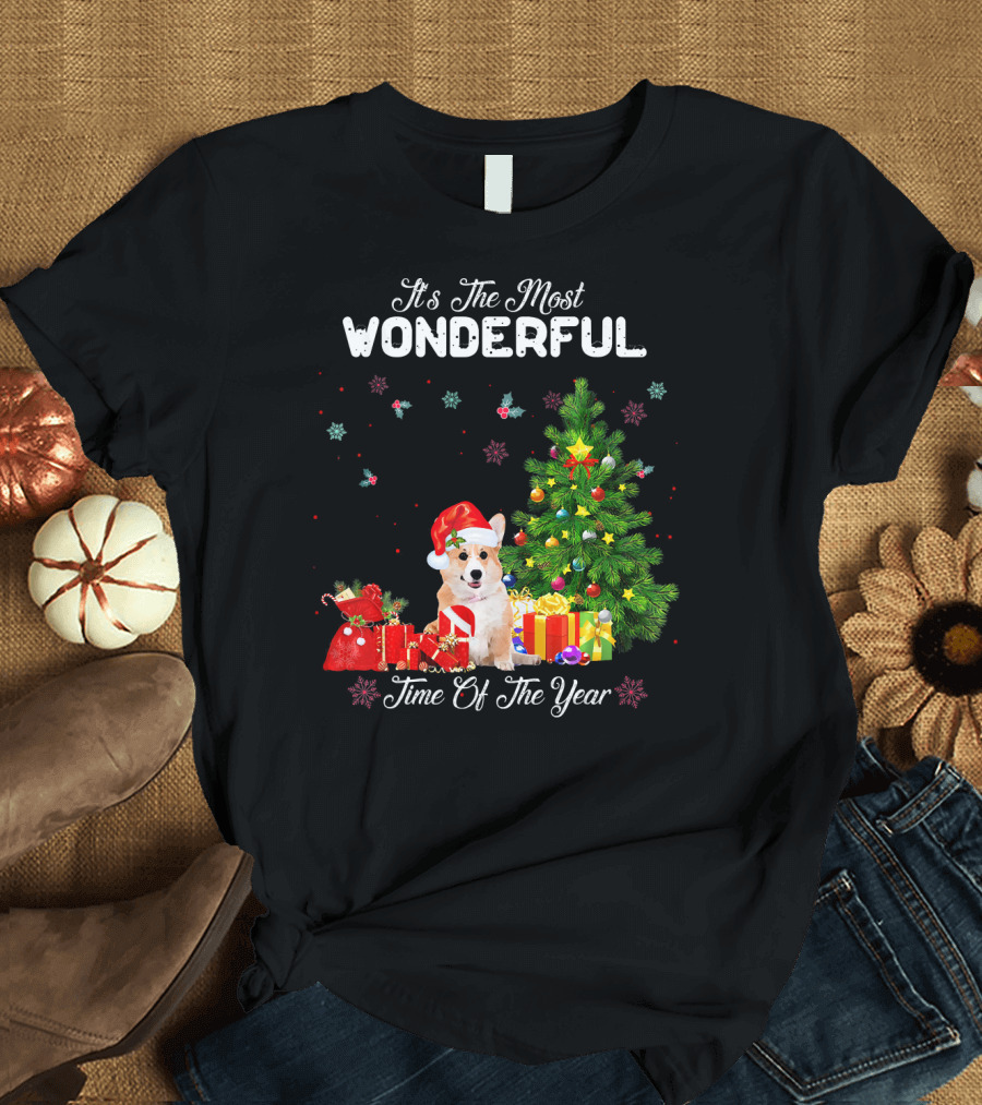 It's The Most Wonderful Time Of The Year Corgi Christmas Tree Snowflakes T-Shirt
