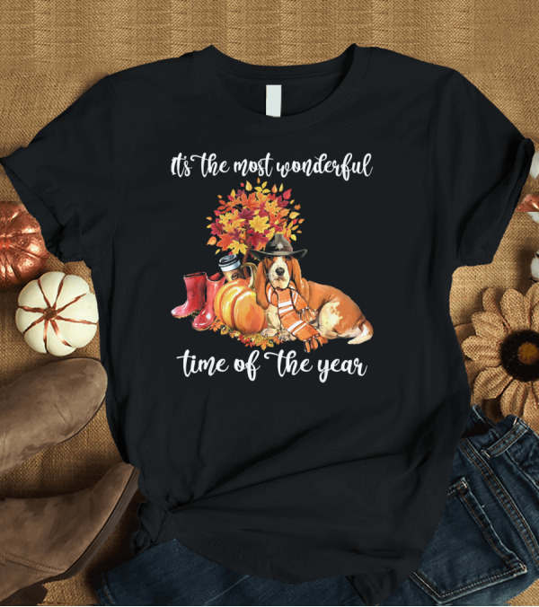 T-Shirt: It's the Most Wonderful Time of the Year with Beautiful Basset Hound T-Shirt It's the Most Wonderful Time of the Year with Beautiful Basset Hound T-Shirt
