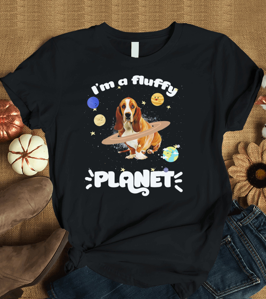 I'm a Fluffy Planet Basset Hound with Orbiting Planets T-Shirt