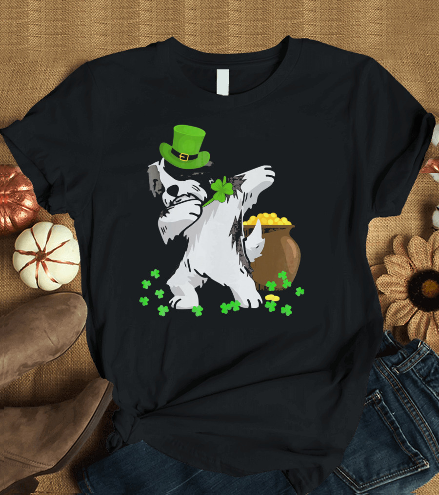 Havanese Dabbing St Patricks Day Green Hat Clover Pot of Gold T-Shirt
