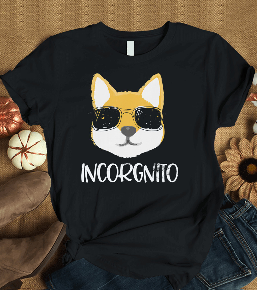 Vintage Incorgnito Funny Corgi Wearing Sunglasses T-Shirt
