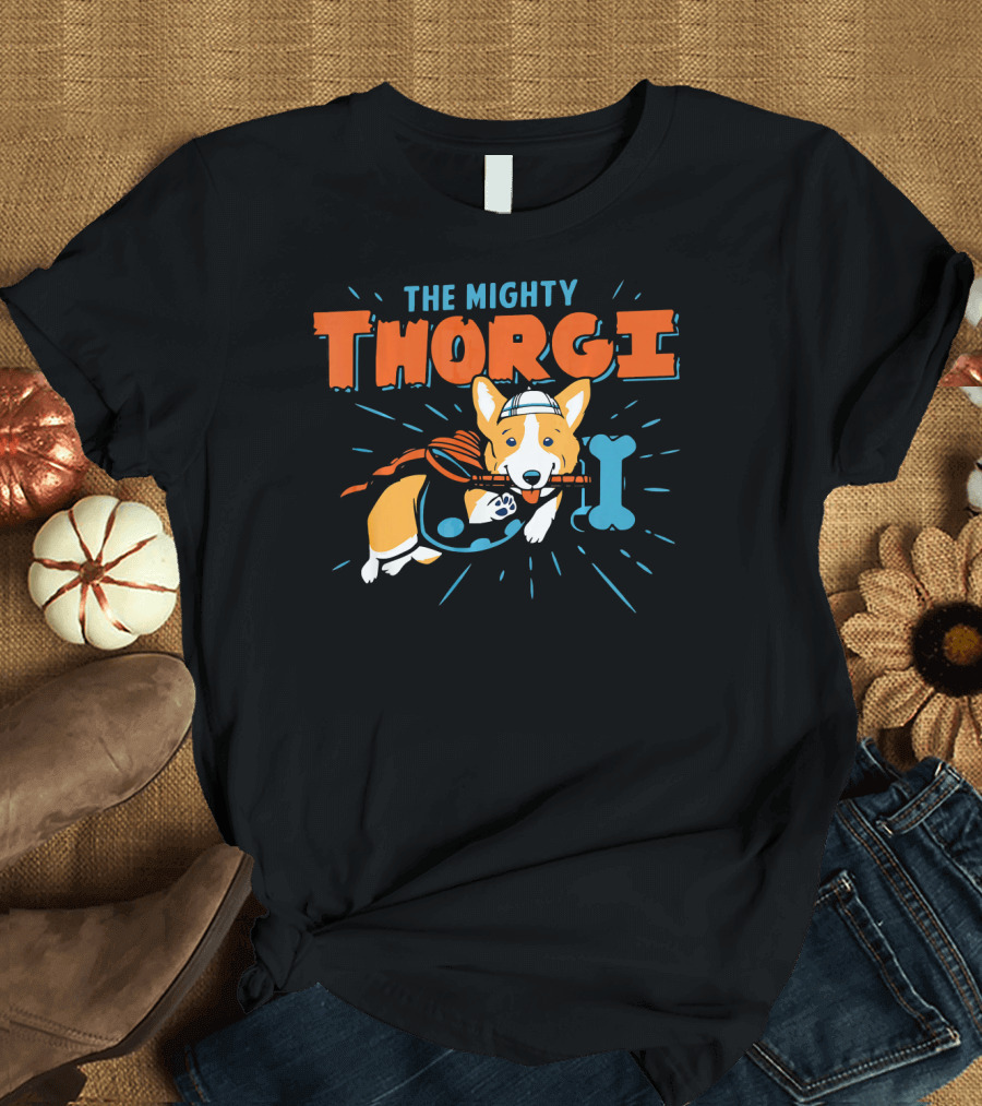 The Mighty Thorgi Corgi with Hammer and Bone T-Shirt
