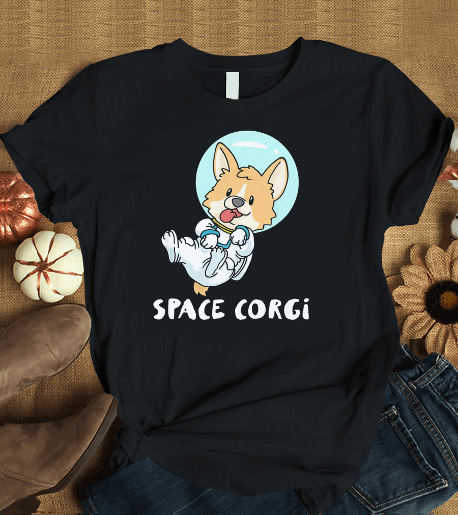 Space Corgi in Astronaut Suit Floating with Helmet T-Shirt