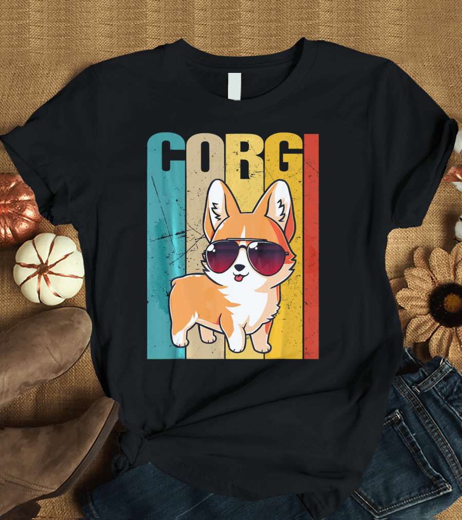 Corgi Vintage Retro Sunglasses Corgi T-Shirt