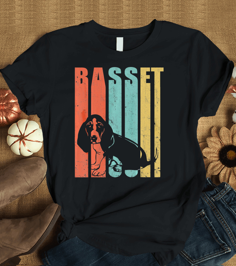 Basset Hound Vintage Style Basset Retro Colors T-Shirt