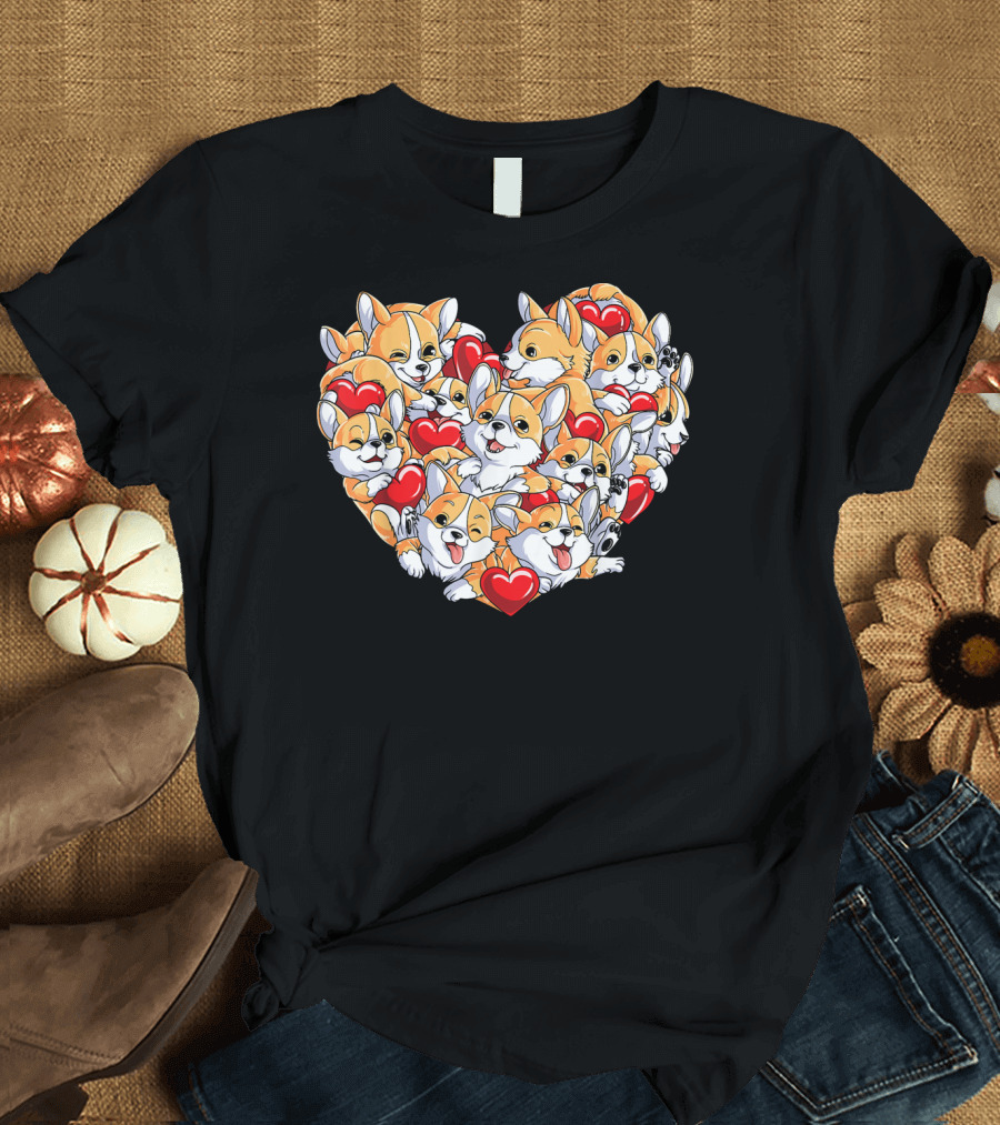 Corgi Valentines Day Heart Puppy Love T-Shirt