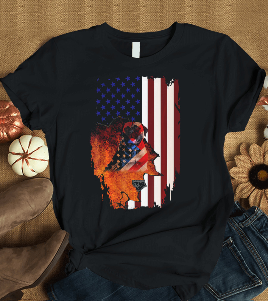 Bullmastiff USA Flag 4th of July Veteran T-Shirt