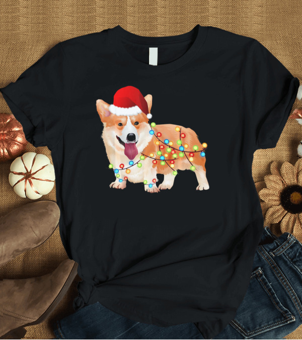 T-Shirt: Corgi Santa Christmas Light Corgi T-Shirt Corgi Santa Christmas Light Corgi T-Shirt