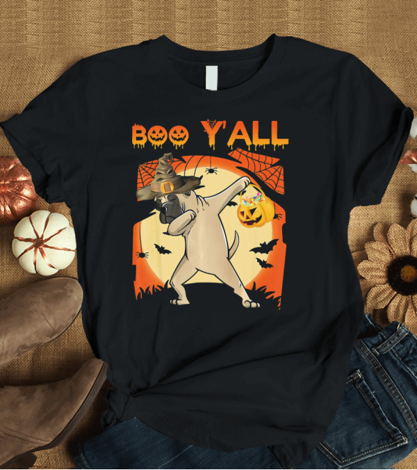 T-Shirt: Boo Yall Bullmastiff Dabbing Halloween Ghost Pumpkins T-Shirt Boo Yall Bullmastiff Dabbing Halloween Ghost Pumpkins T-Shirt