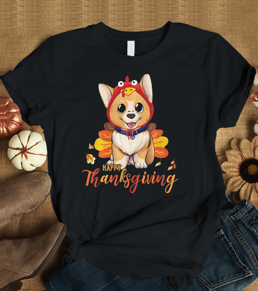 Happy Thanksgiving Corgi Turkey Costume T-Shirt