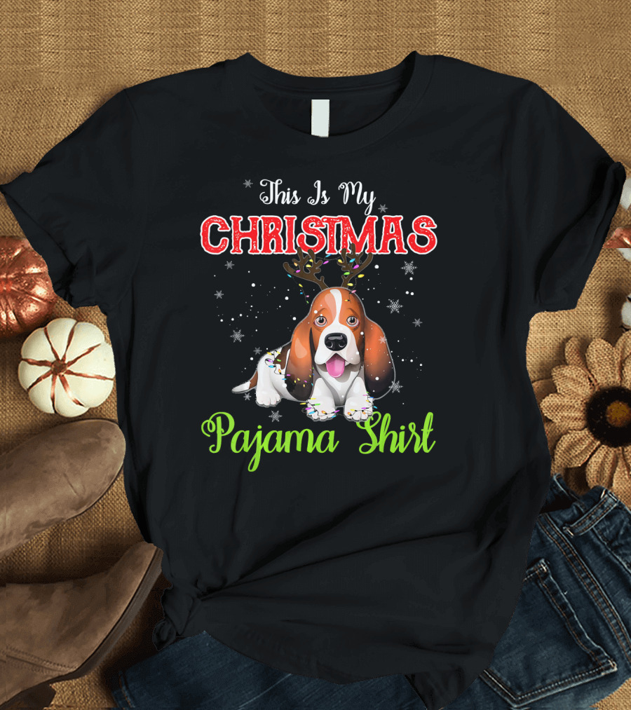This Is My Christmas Pajama Shirt Basset Hound T-Shirt