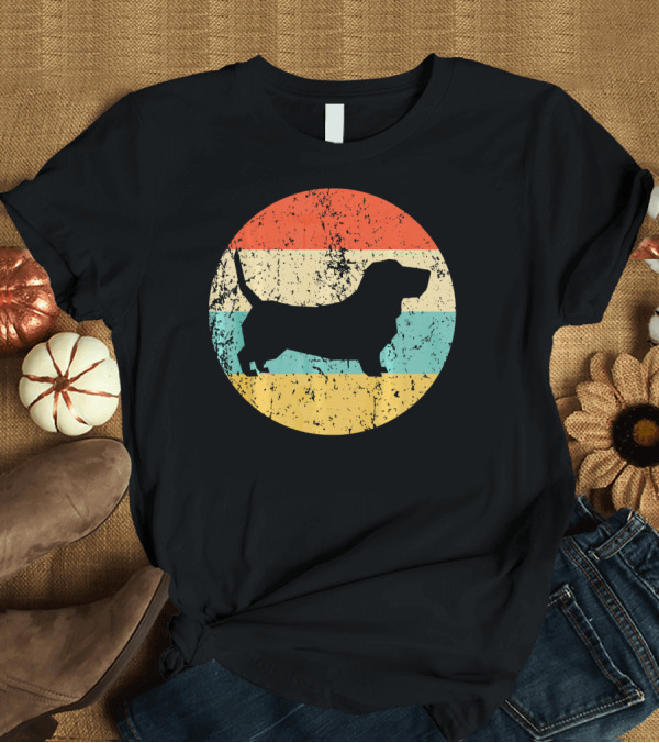 T-Shirt: Basset Hound Vintage Retro Circle T-Shirt Basset Hound Vintage Retro Circle T-Shirt