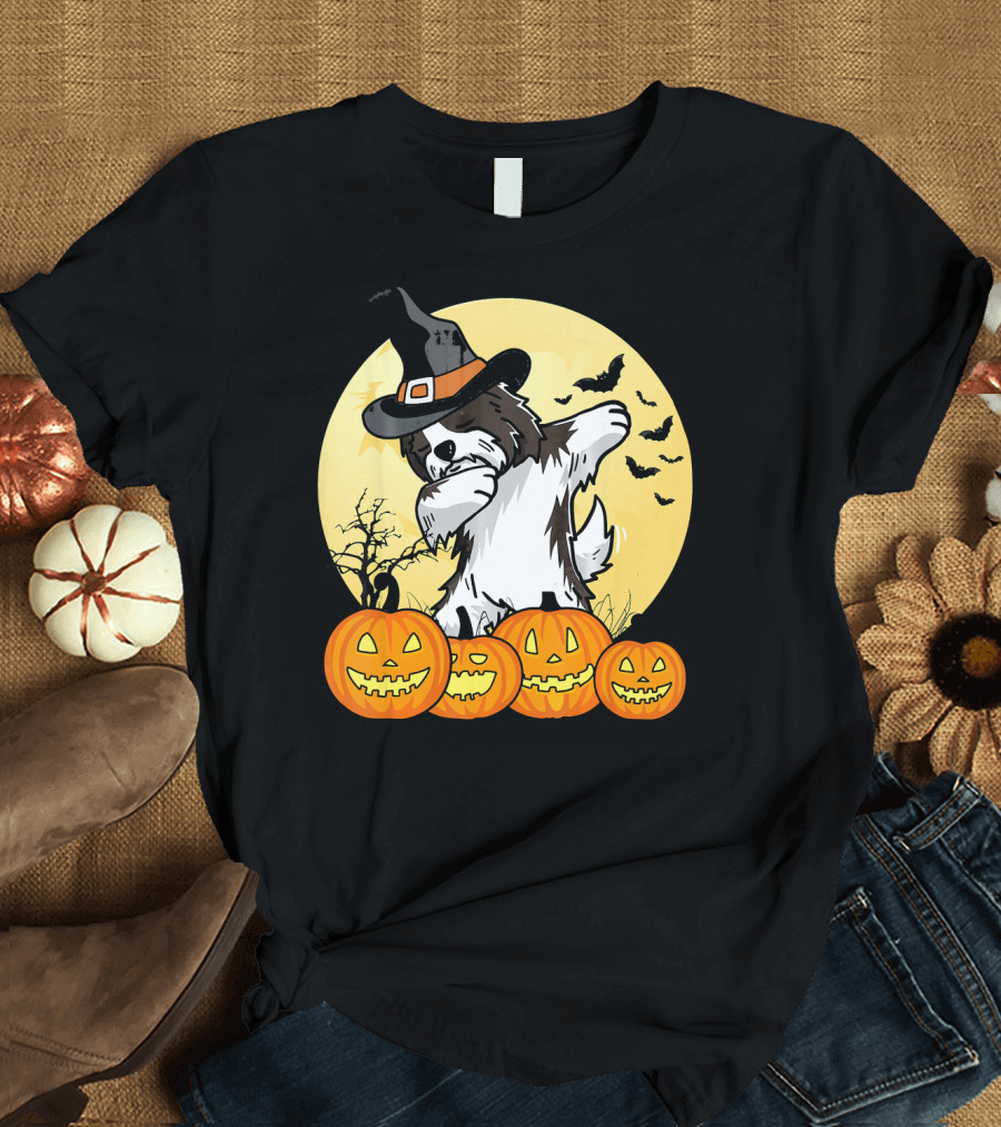 Dabbing Havanese Dab Dance Funny Dog Halloween Witch Hat Pumpkins T-Shirt