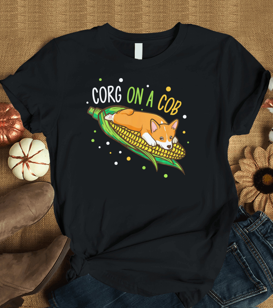 Corg on a Cob Corn Corgi Dog Pun Playful T-Shirt