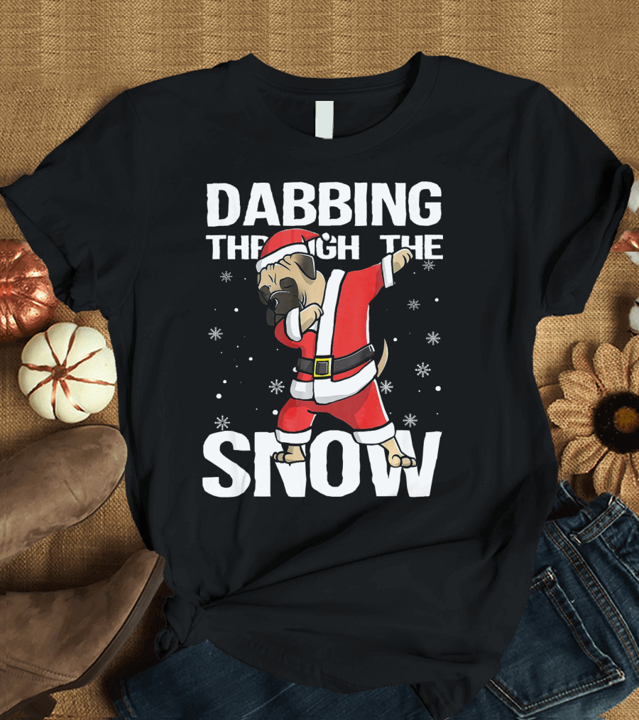 Dabbing Through the Snow Christmas Bullmastiff Santa Clau T-Shirt