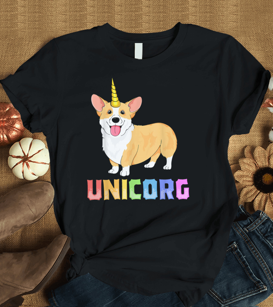 Unicorg Corgi Girls University Colorful Unicorn Dog T-Shirt