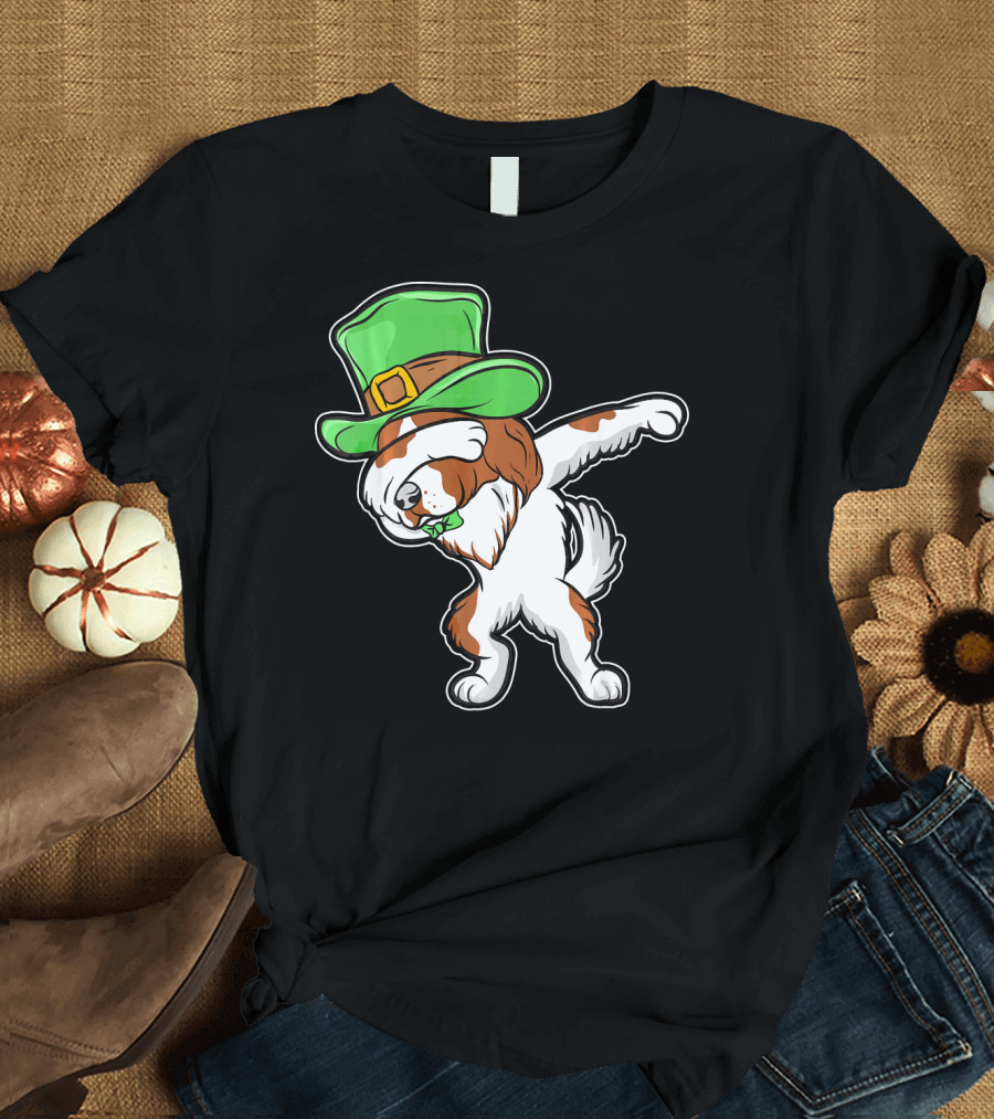 Dabbing Leprechaun Irish Setter Dog in Green Hat T-Shirt