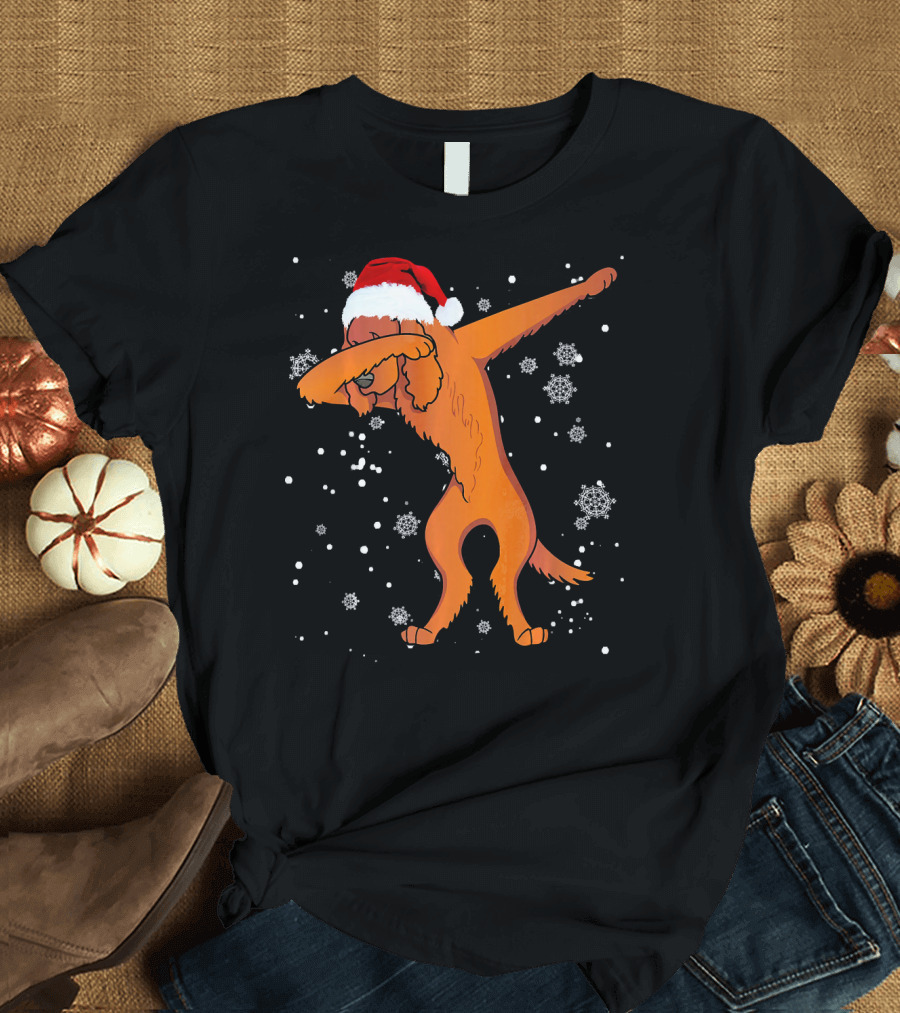 Irish Setter Dabbing Santa Hat Snowflakes Christmas Dog T-Shirt