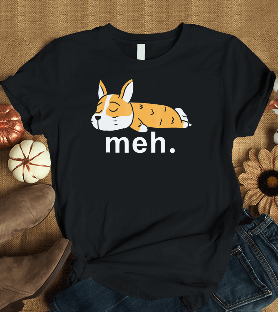 Corgi Meh Sleeping Expression Funny Internet Meme T-Shirt