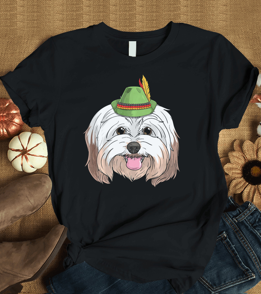 Havanese Dog in Bavarian Hat Oktoberfest German Bavarian T-Shirt